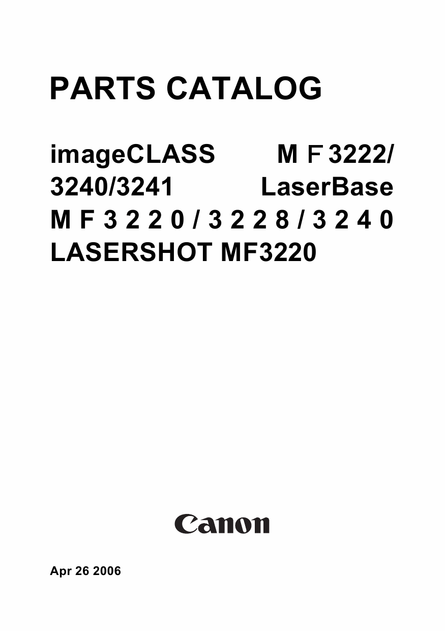 Canon imageCLASS MF-3220 3240 3228 Parts Catalog Manual-1